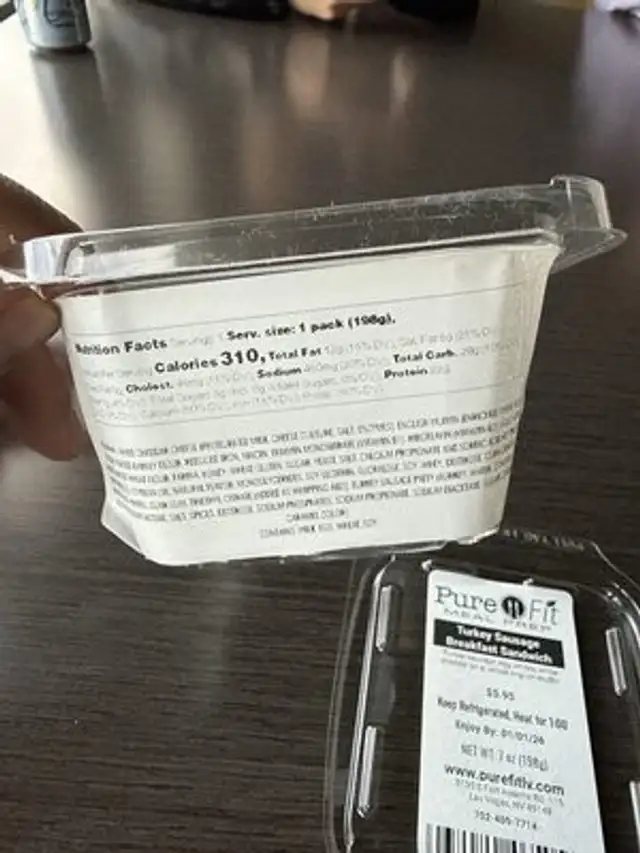 Turkey Sausage Breakfast Sandwich nutrition facts table