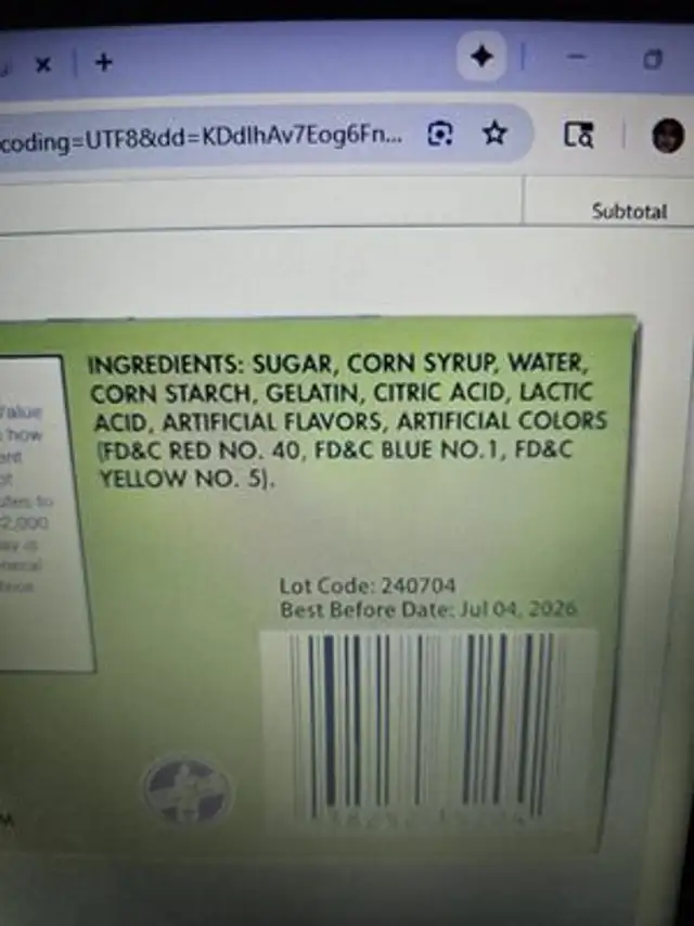 stitch lollipop rings ingredients label
