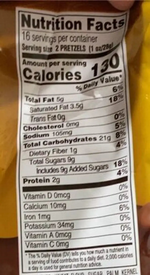 Classic Chocolate Pretzels nutrition facts table