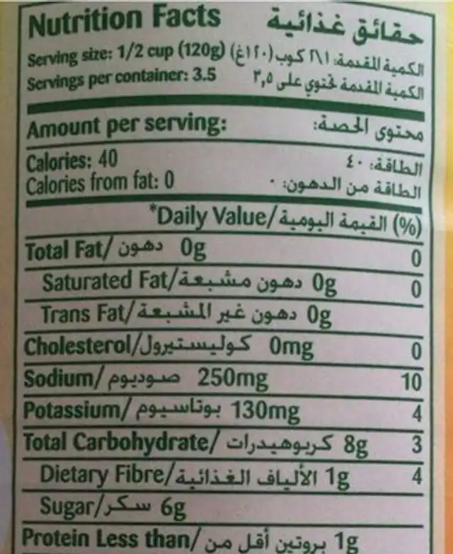Betteraves tranchées nutrition facts table