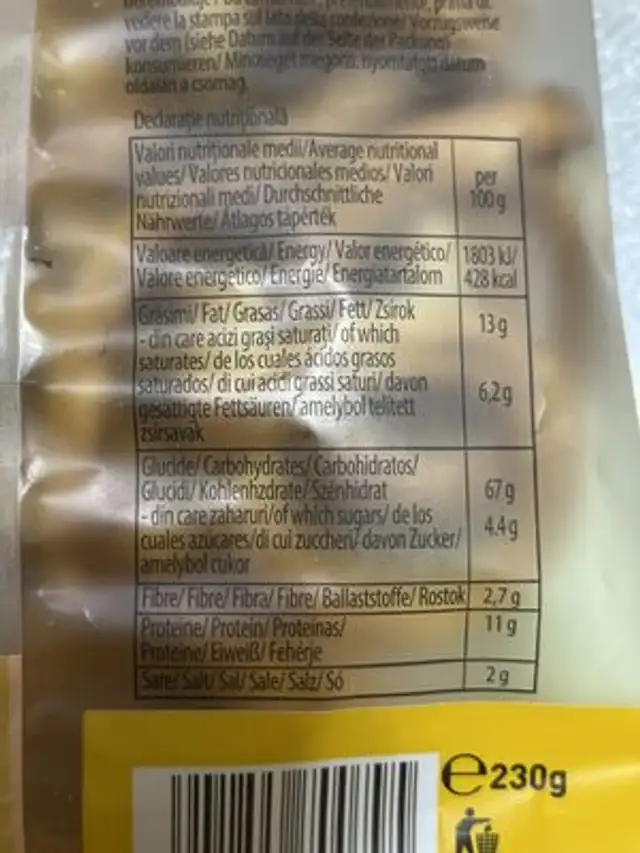 Covrigei frageziti cu unt nutrition facts table