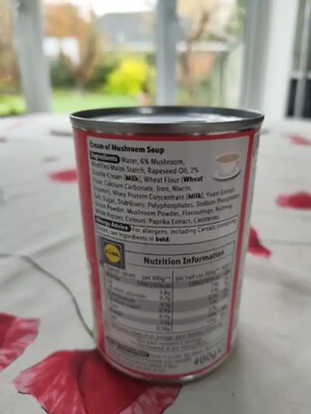 Mushroom Soup nutrition facts table