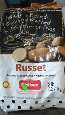 Russet pomme de terre lavé front packaging