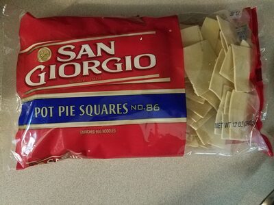 San giorgio, enriched egg noodles, pot pie squares front packaging
