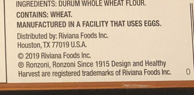 Whole Grain Linguine ingredients label