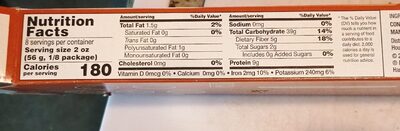 Whole Grain Linguine nutrition facts table