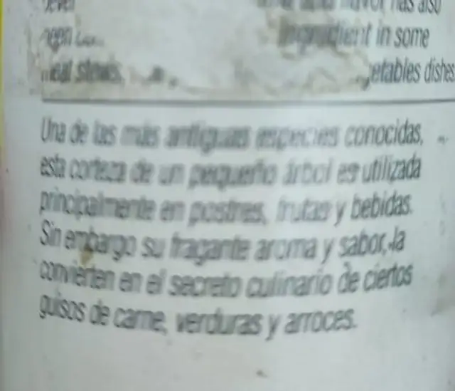 Cinnamon Powder ingredients label