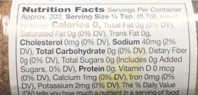 Mojo rub citrus blend nutrition facts table