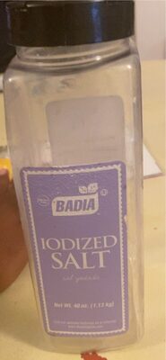 Badia iodized salt front packaging