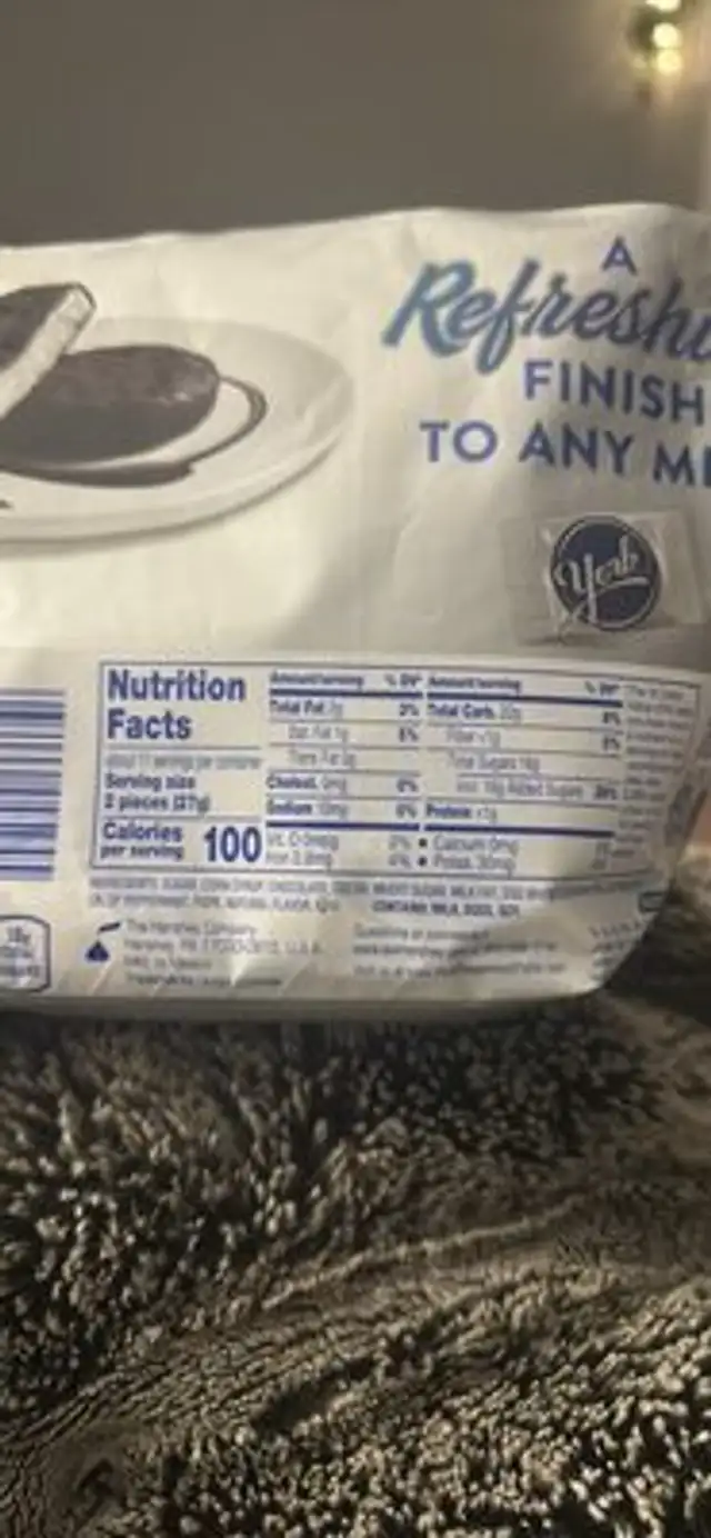 dark chocolate covered peppermint patties nutrition facts table