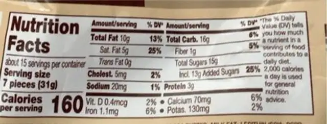 Kisses milk chocolate with almonds nutrition facts table