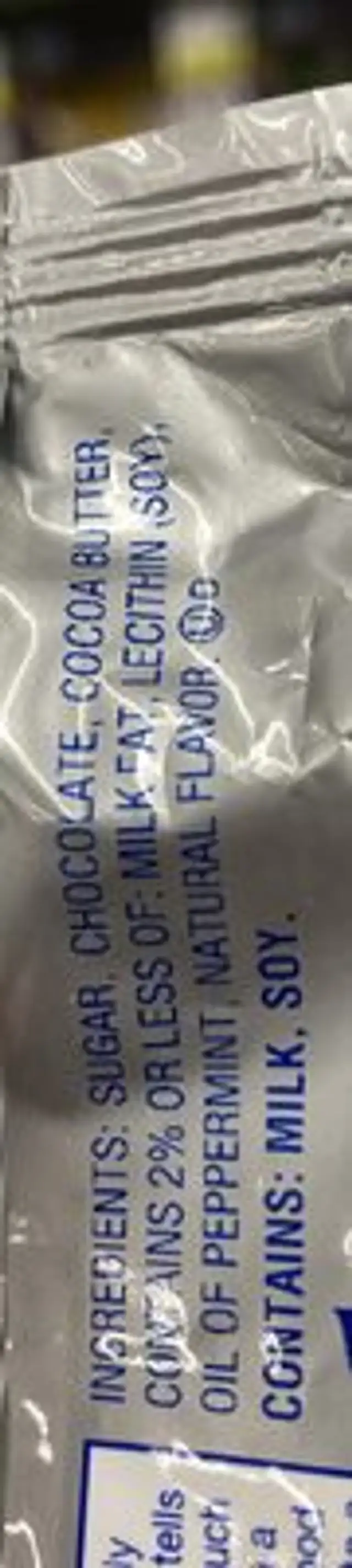 Chips Dark Chocolate ingredients label
