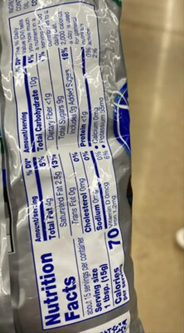 Chips Dark Chocolate nutrition facts table