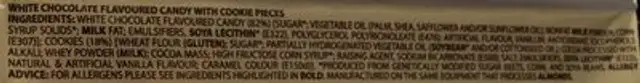 Hershey's cookie & cream ingredients label