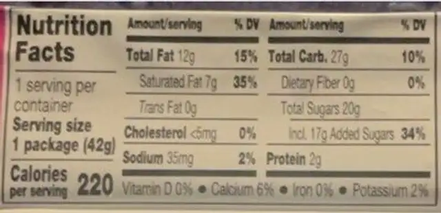 Kit-Kat Frutiy Cereal nutrition facts table