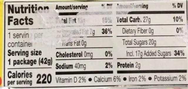 Kitkat apple pie nutrition facts table