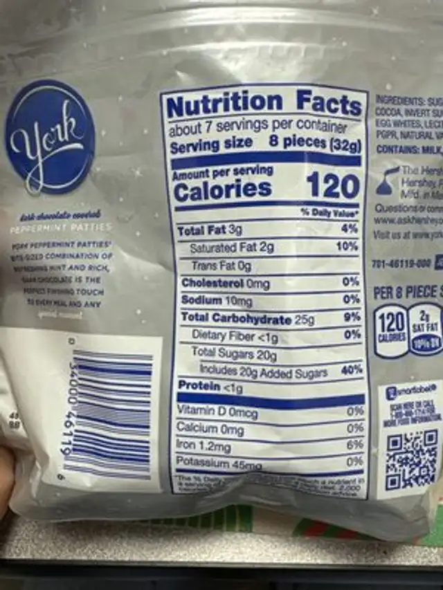 York minis nutrition facts table