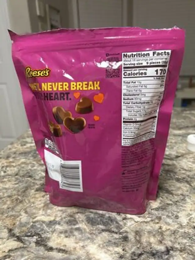 Mini Hearts nutrition facts table