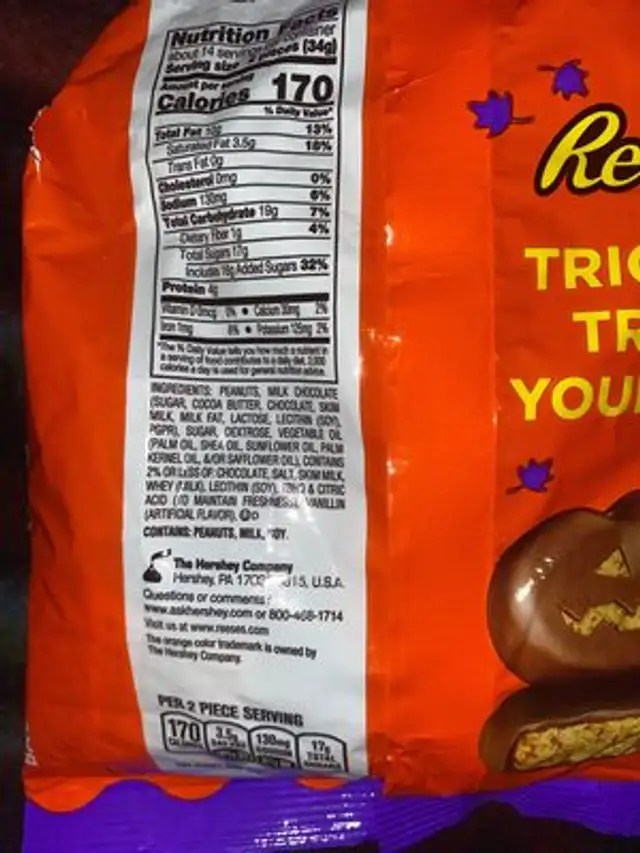 Reese’s pumpkins ingredients label