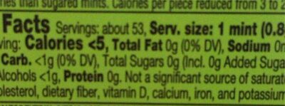 Ice Breakers Cherry Limeade nutrition facts table