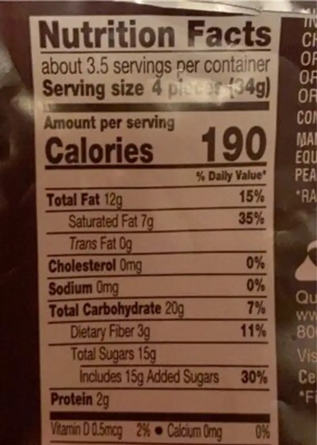 Organic hersheys special fark mildly sweet chocolate nutrition facts table