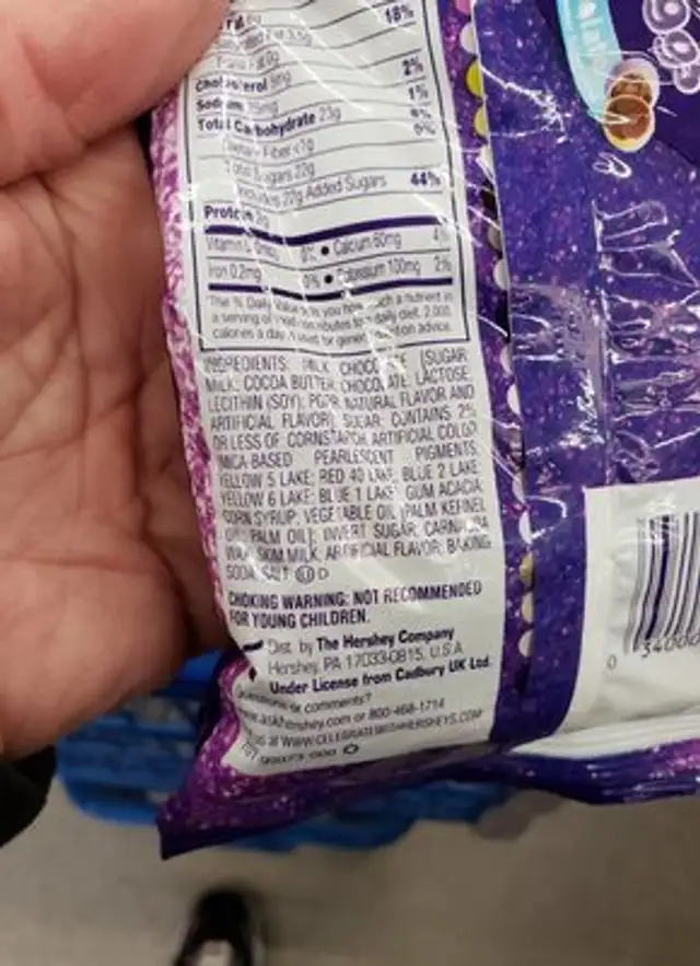 cadbury ingredients label