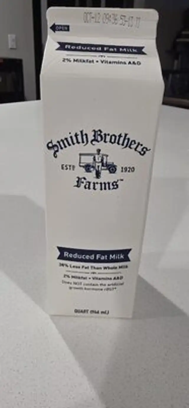 Reduced Fat Milk front packaging