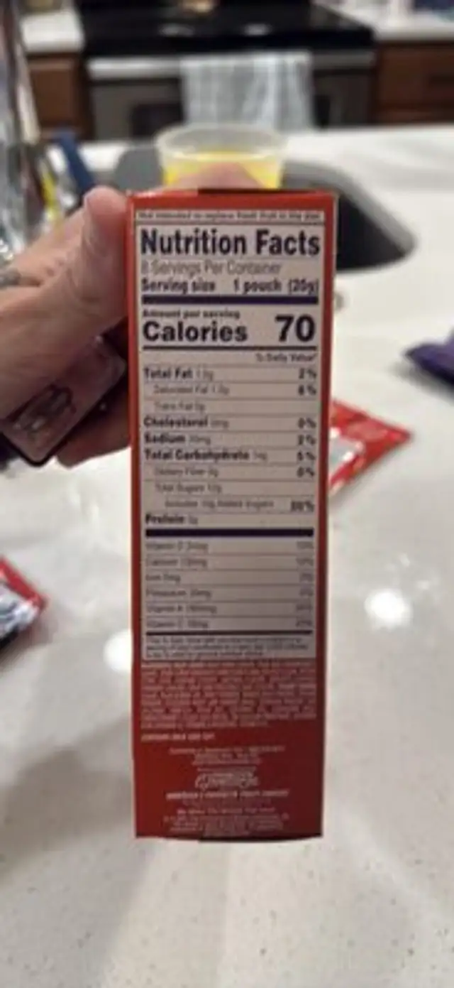 Fruit 'n Yogurt Snacks nutrition facts table