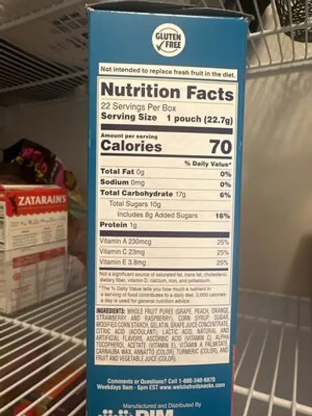 Fruit Snacks nutrition facts table