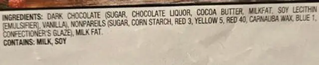 n ingredients label