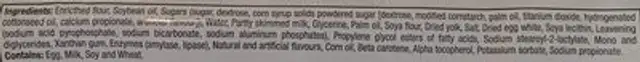 6 Powdered Doughnuts ingredients label