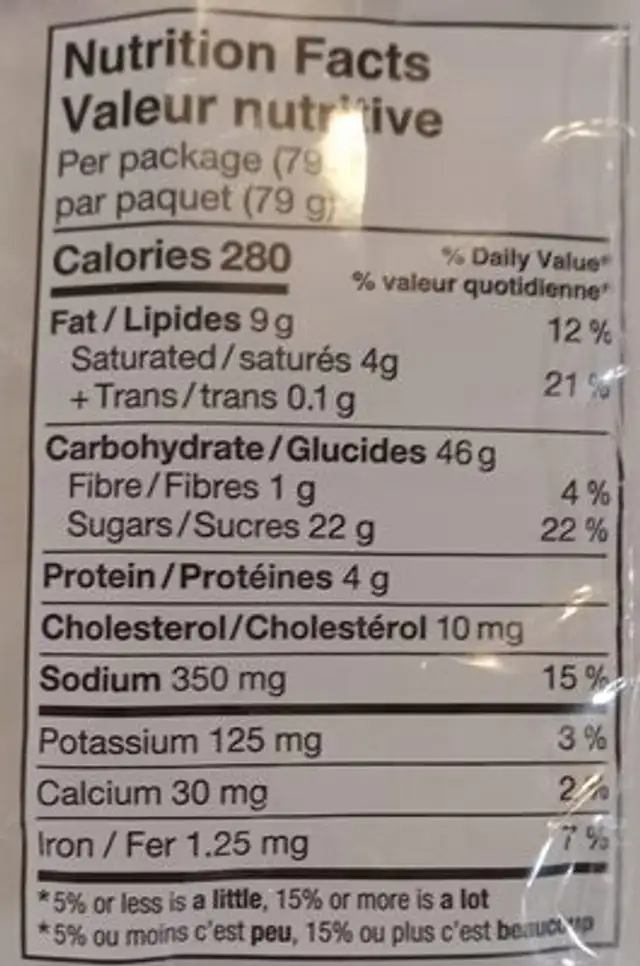 6 Powdered Doughnuts nutrition facts table