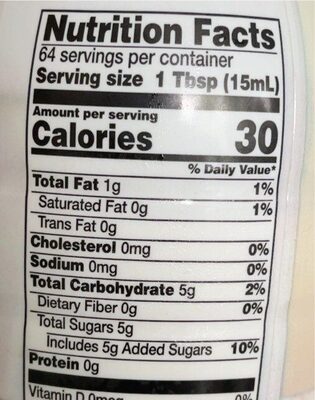 Coffee Creamer nutrition facts table