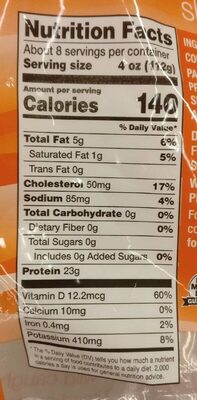 Pink salmon nutrition facts table