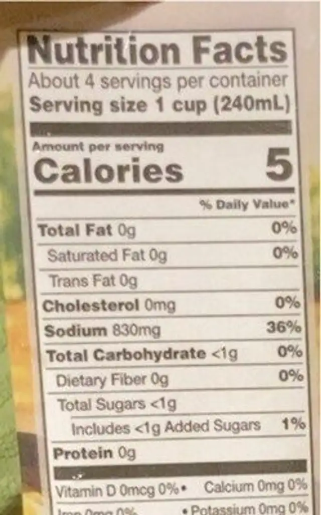Chicken broth nutrition facts table