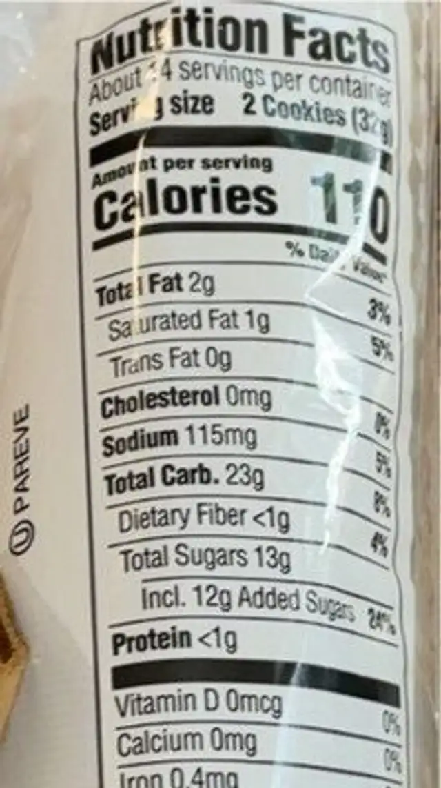 Fig bars nutrition facts table