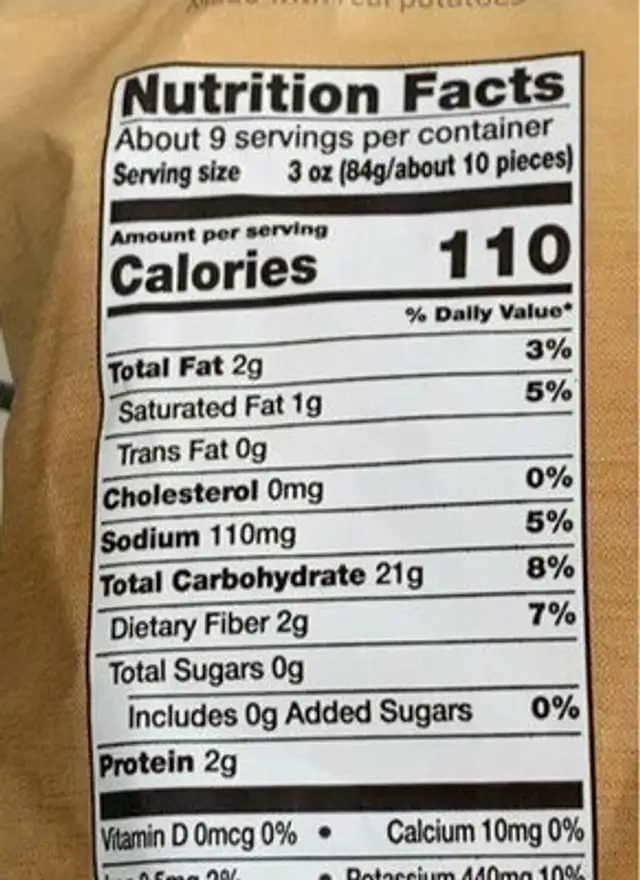 Food Lion Steak Cut French Fried Potatoes nutrition facts table