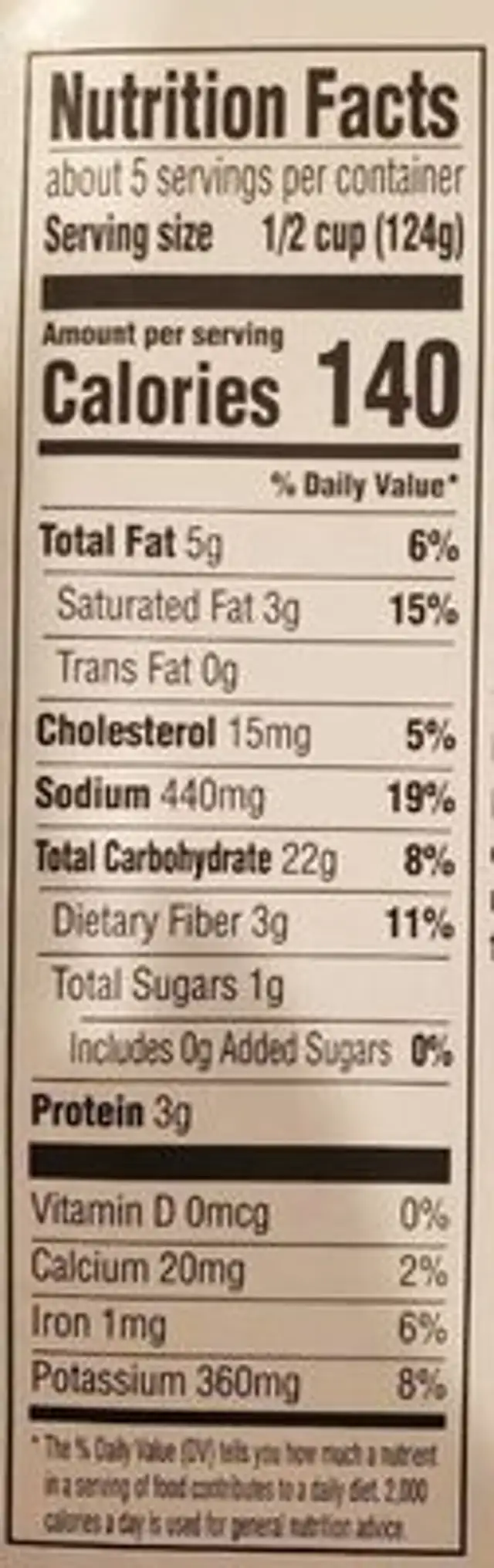 Food Lion Mashed Potatoes nutrition facts table