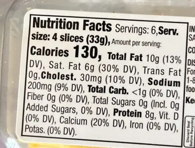 Cracker Cuts Colby Jack Cheese nutrition facts table
