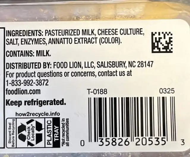Cracker Cuts New York Sharp Cheddar Cheese ingredients label