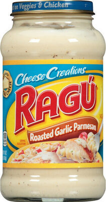 Cheesy roasted garlic parmesan pasta sauce front packaging