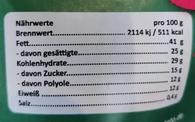 School drops nutrition facts table
