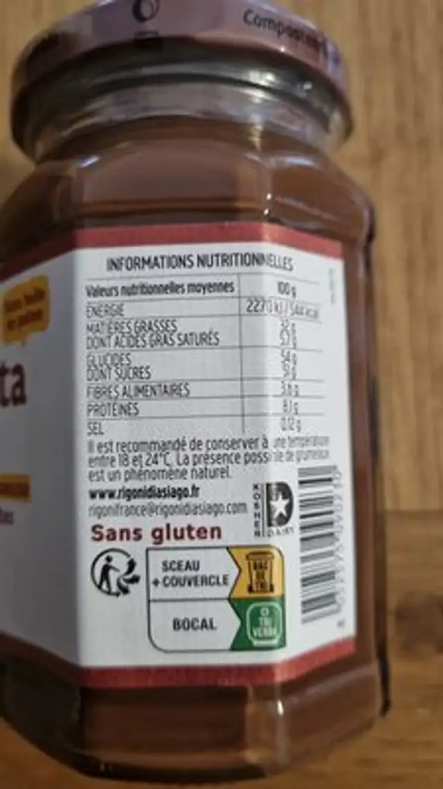 Unknown nutrition facts table