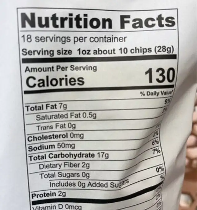 Hummus tortilla chips nutrition facts table