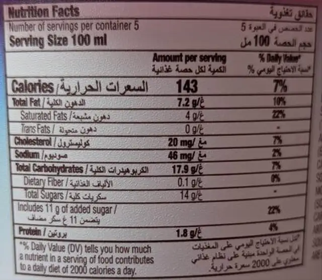 Caramel Honeycomb Candy Ice Cream nutrition facts table