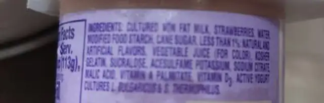 Playful Peach ingredients label