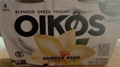 Oikos Blended Greek Yogurt front packaging