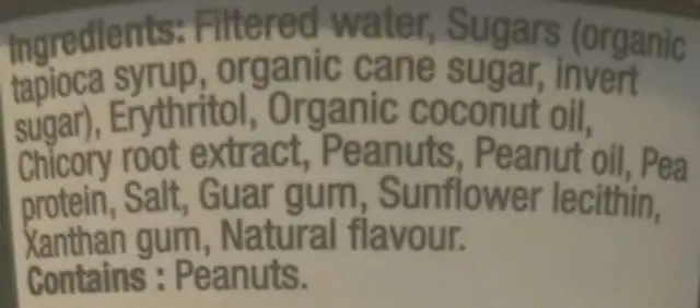 Peanut Butter Swirl Non-Dairy Frozen Mousse ingredients label