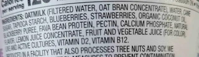 Oat yeah mixed berry oatmilk yogurt ingredients label