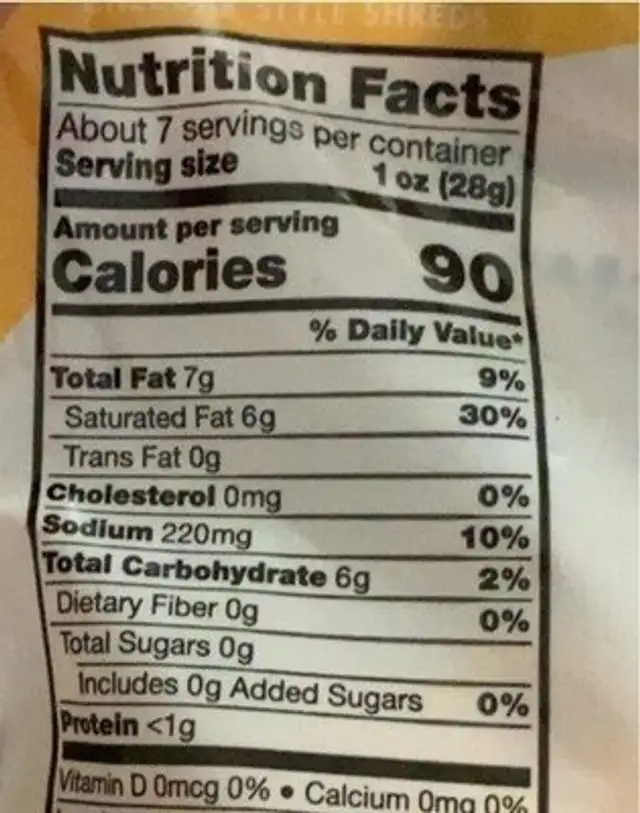 Creme Brulee Almond Creamer nutrition facts table